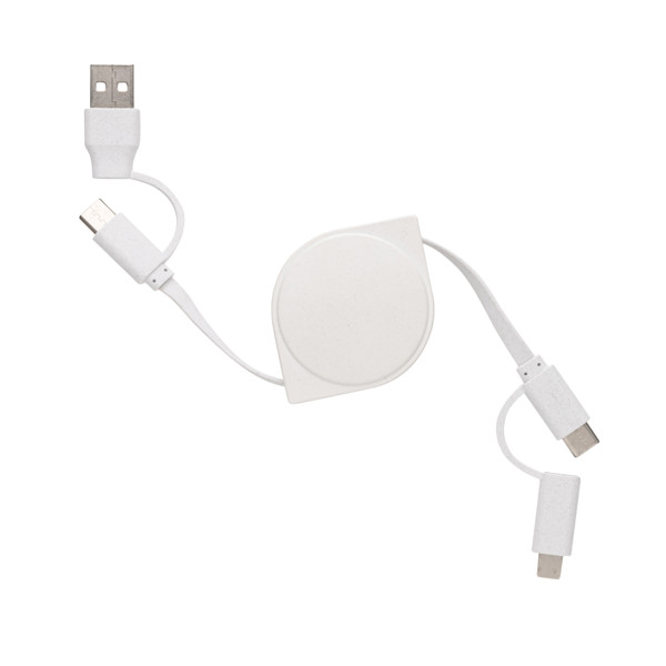 Xd Collection 6-v-1 kabel, recikliran ABS, TPE - Bela