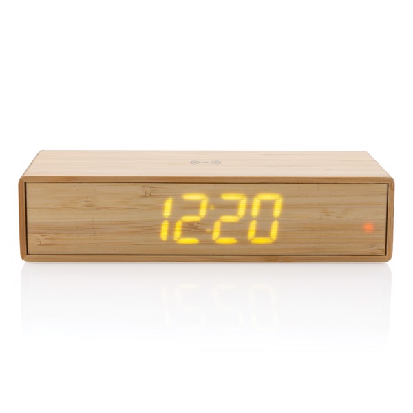 XD - Bamboo alarm clock with 5W wireless charger