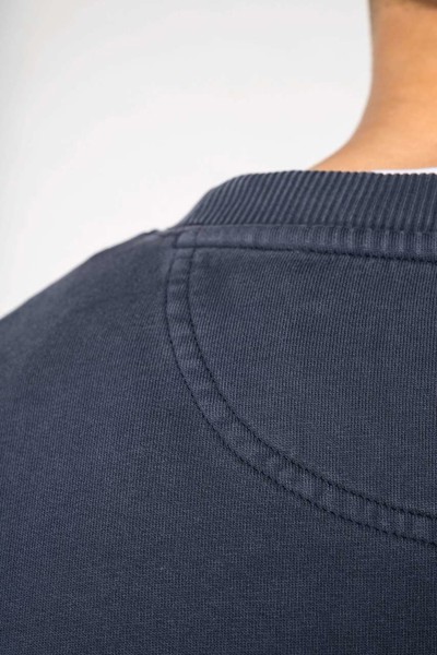 Unisex Washed Effect Oversize Round Neck Sweatshirt - Washed Black / XS