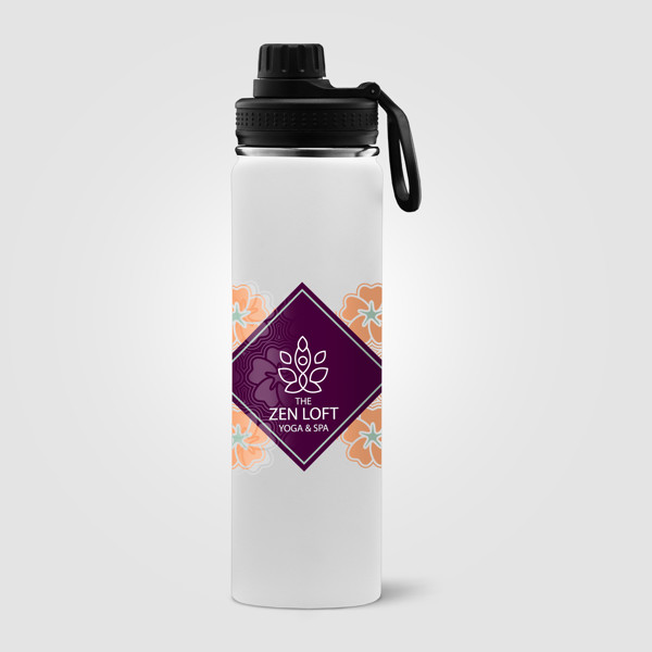 Alaska - 710 ml Stainless Steel Double Wall Water Bottle - White / Silkscreen
