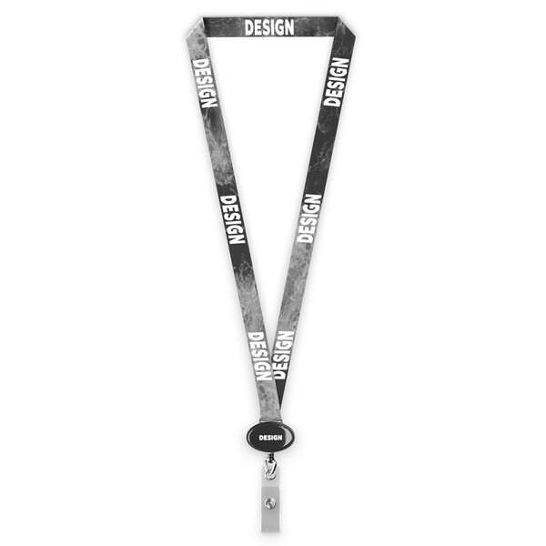 Polyester sublimation lanyard with oval logo badge reel - 20mm width