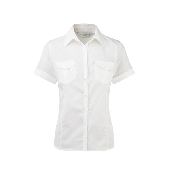 Camisa Senhora Manga Curta 130G - 100% Sarja - Algodão - Branco / M