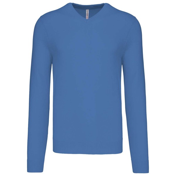 Men’S V-Neck Jumper - Light Royal Blue / 4XL