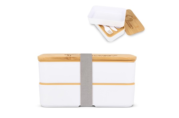 Lunchbox Bento R-PP &amp; Bamboo - White