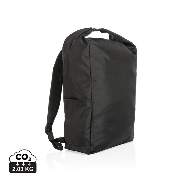 Impact AWARE™ RPET lichtgewicht rolltop rugzak - Zwart