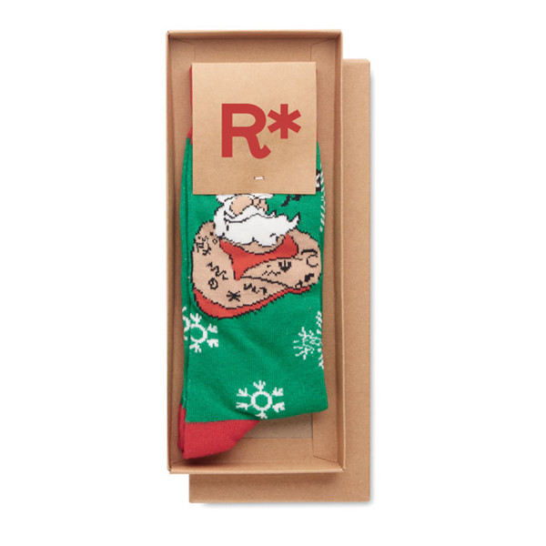 Pair of Christmas socks L Joyful L - Green