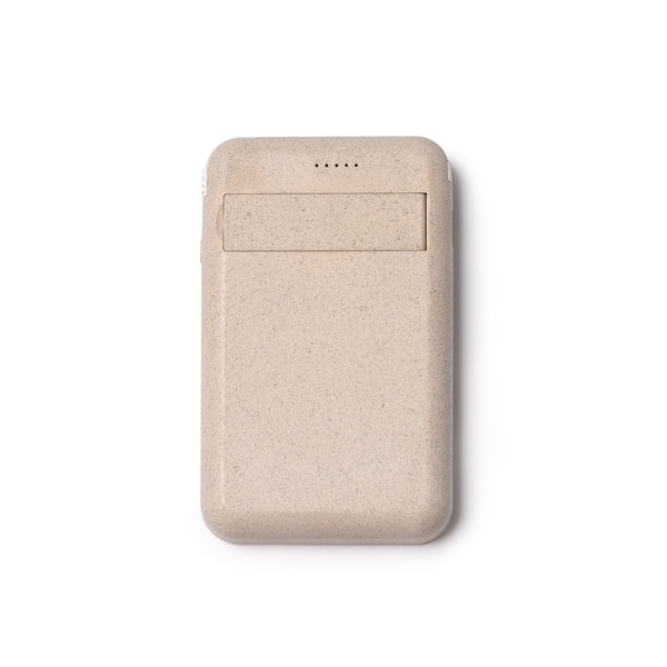 Custom bamboo and wheat fiber power bank 5000 mAh with magnetic wireless charging