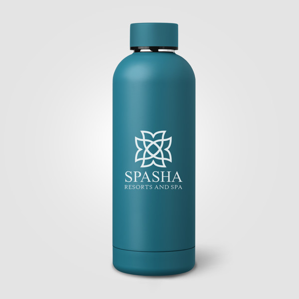 Astrid Recycled Stainless Steel Double Wall Bottle - 530 ml - Teal / Silkscreen