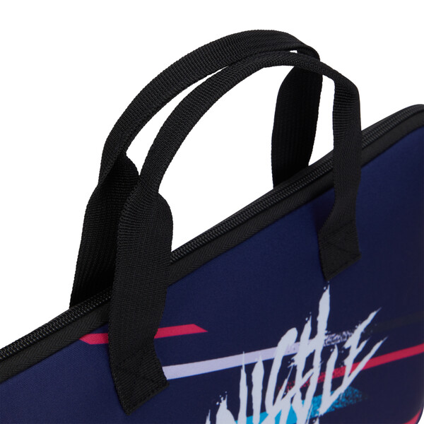 Sublimated neoprene laptop sleeve with zipper and back pocket - 38x28cm / Black shoulderstrap