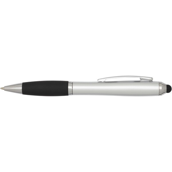 Nash RCS recycled plastic stylus ballpoint pen with coloured barrel and black grip (black ink) - Silver