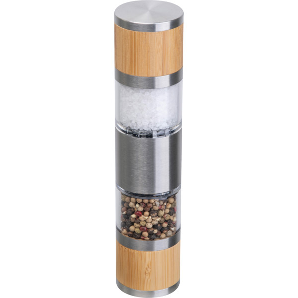 Salt & pepper mill made of stainless steel and bamboo BEATA - Beige