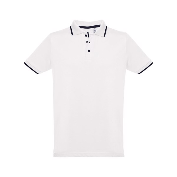 THC ROME WH. Men's Polo Shirt with contrast colour trim and buttons. White - White / L