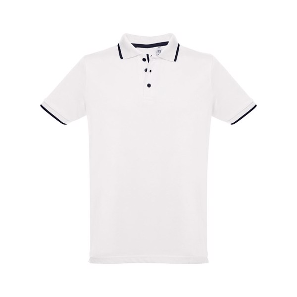 THC ROME WH. Polo en coton bicolore pour homme. Couleur blanche - Blanc / XL