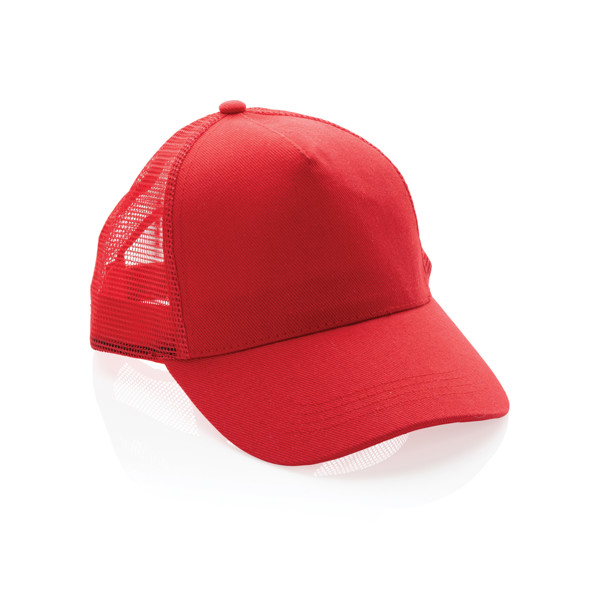Impact AWARE™ 190gr Brushed rCotton 5 Panel Trucker-Cap - Rot