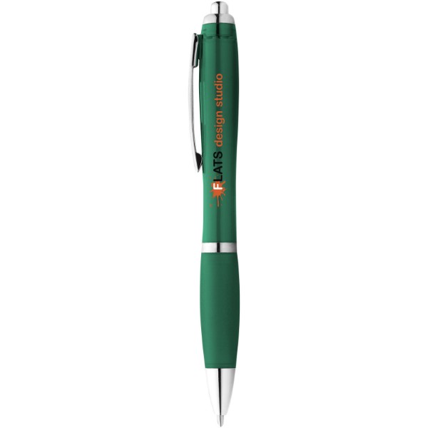 Kuličkové pero Nash s barevným tělem úchopem - Zelená