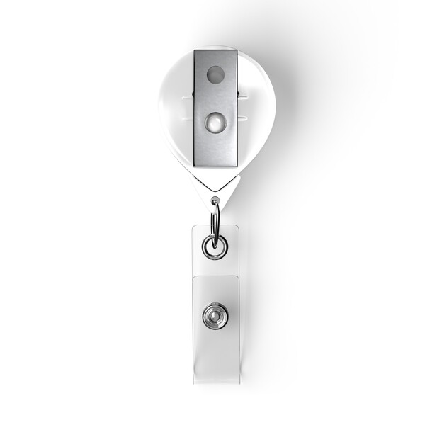Retractable badge reel in waterdrop shape with ⌀2.5cm logo - Bull Dog Clip