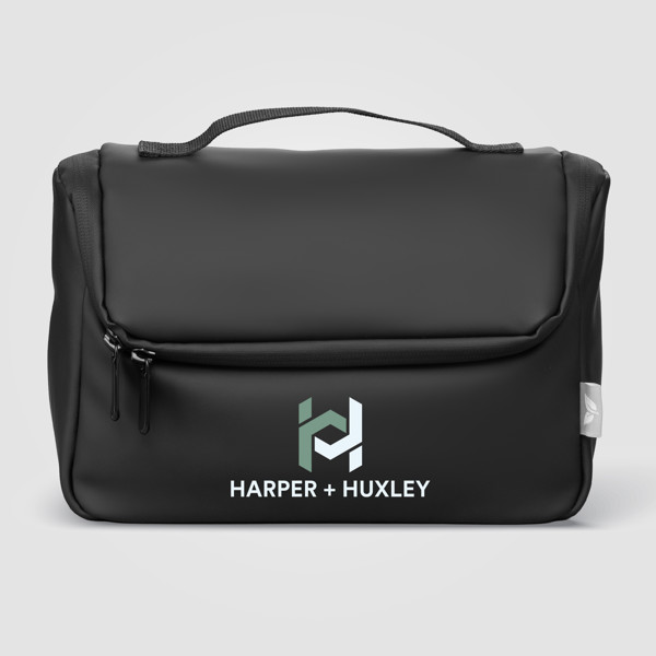 Malmö Recycled Hanging Toiletry Bag - 4L - Black / Heat transfer