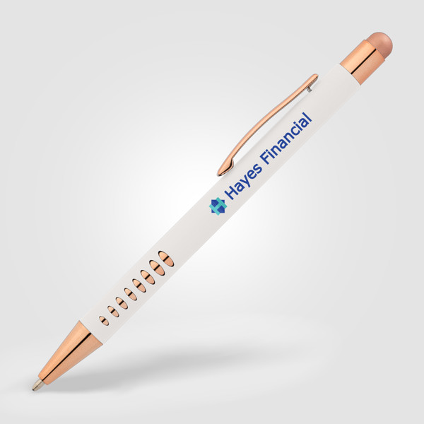 Bowie Or Rose Stylo avec Stylet - Blanc / Jet d’encre 4 couleurs