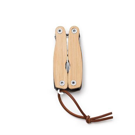 Multiherramienta personalizada de acero inoxidable y bambú 12 funciones con funda de transporte