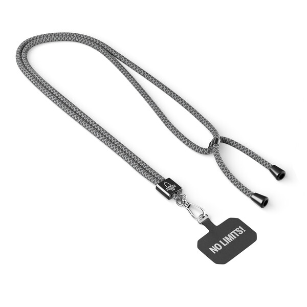 Handykette, trendige 2-tone Kordel mit Universal-Halter aus Polyester - Kühles Grau 6c / Schwarz / Schwarzer Zubehör