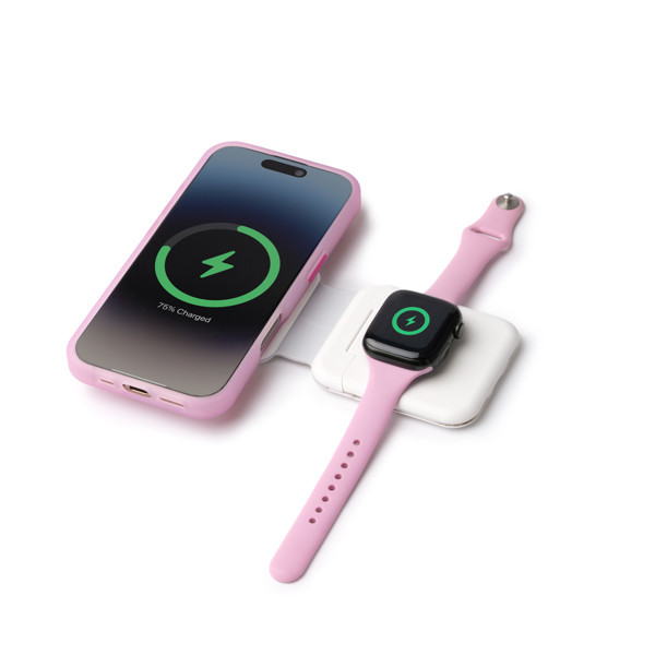 Cargador inalámbrico plegable personalizado 3 en 1 15W para smartphone, auriculares y smartwatch