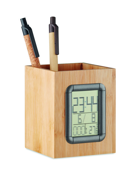 Držalo za peresa iz bambusa Manila, LCD ura, termometer
