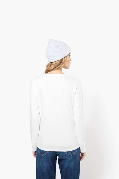 Ladies Long-Sleeved Crew Neck T-Shirt - White / L