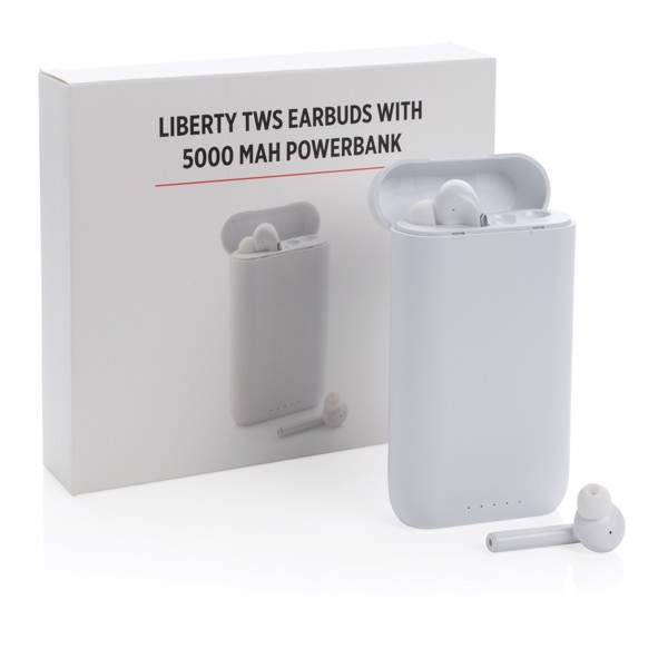 TWS sluchátka Liberty s powerbankou 5 000 mAh