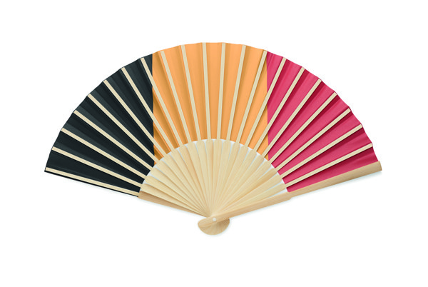 Leque bambu desenho bandeira Funfan - Preto