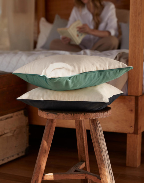 Fairtrade Cotton Piped Cushion Cover - Natural / Black / ONE SIZE