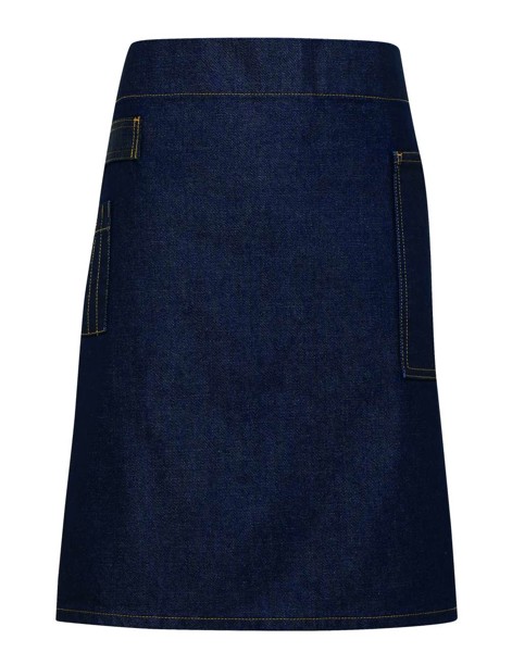 'Division' Waxed Look Denim Waist Apron - Black Denim