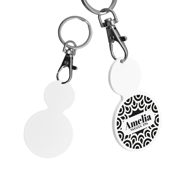 KEY HOLDER CARABINER WITH ROUND SHAPED TOKEN Ø35