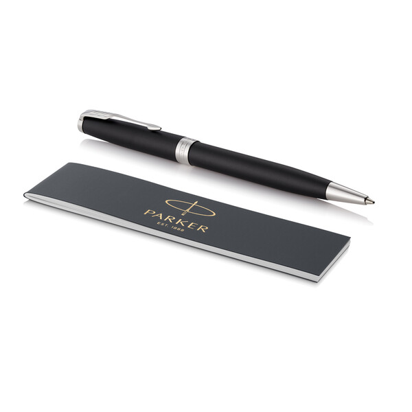 Parker SONNET Ballpoint Pen, Matte Black with Palladium Trim - Silver