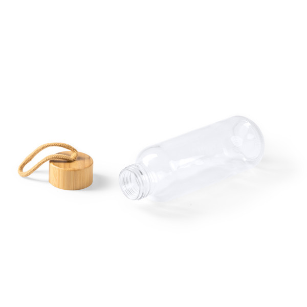 Personalised glass water bottle 450 ml with bamboo anti-leak lid