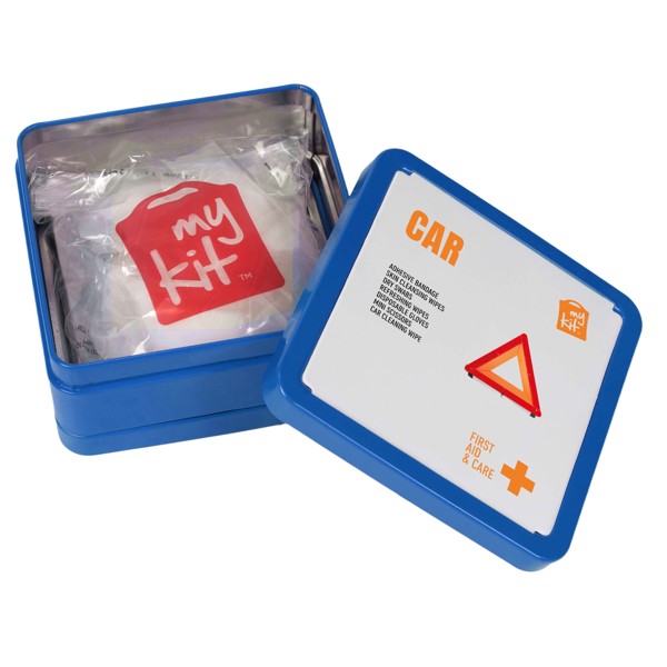 Kit de premiers secours en métal pour voiture MyKit - Bleu