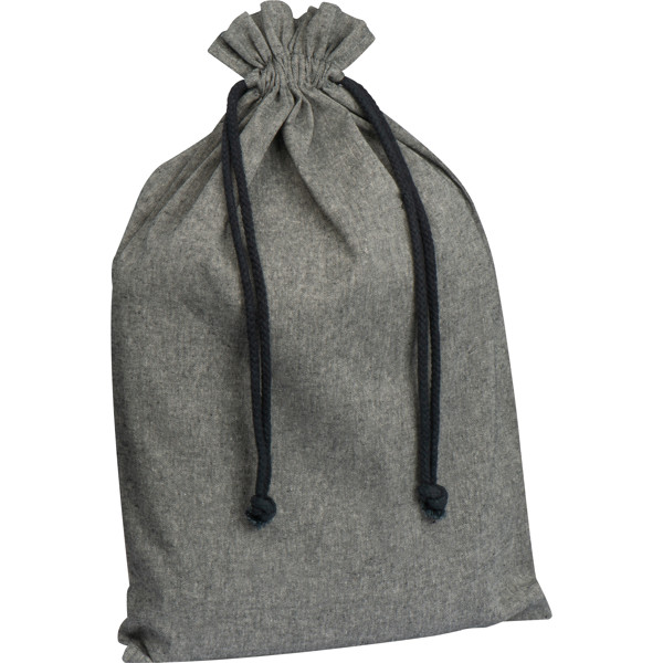 Large drawstring bag made from recycled cotton PIUS - Anthracite