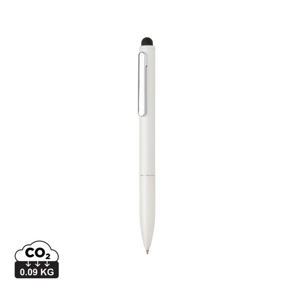 Kymi RCS certified recycled aluminium pen with stylus - White