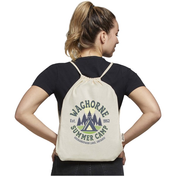 Sac avec cordon Oregon en coton recyclé 140 g/m² certifié GRS - Marine