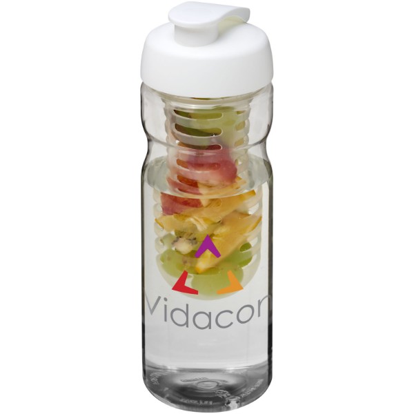 H2O Active® Base 650 ml Sportflasche mit Klappdeckel und Infusor - transparent / weiss