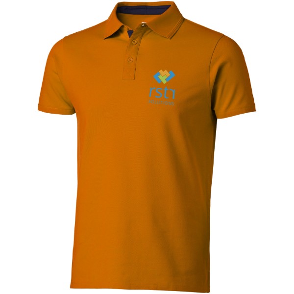 Hacker short sleeve polo - Orange / Navy / M