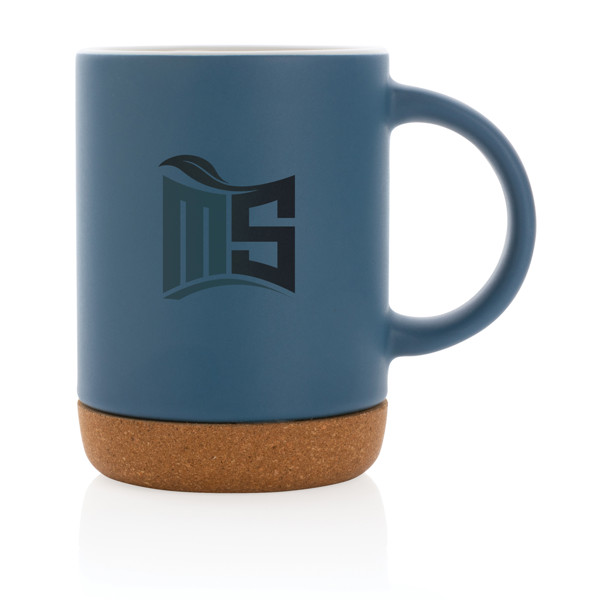 Mug 280ml en céramique avec base en liège - Bleu