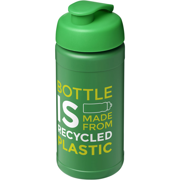 Borraccia sportiva in materiale riciclato con coperchio a scatto da 500 ml Baseline - Verde / Verde