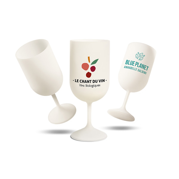 VERRE A PIED REUTILISABLE EN BIOCOMPOSITE 18 cl RAS BORD