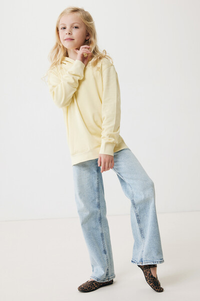 Dětská mikina s bočními kapsami IQONIQ Yengo z rec. bavlny - Cream Yellow / 78
