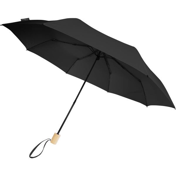 Ombrello pieghevole in PET riciclato antivento da 21" Birgit - Nero