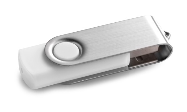 CLAUDIUS 4GB. 4 GB USB flash drive with metal clip - White