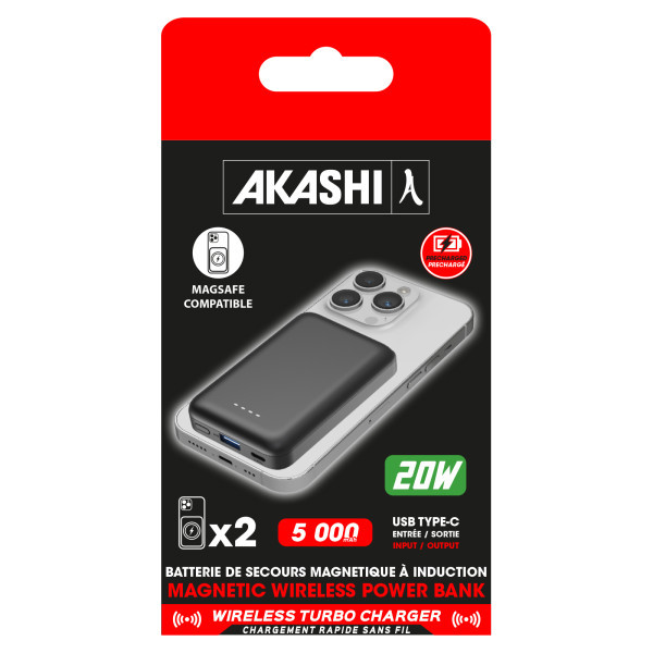 MANTI - BATTERIE DE SECOURS MAGSAFE CHARGEMENT SANS FIL 5000 MAH
