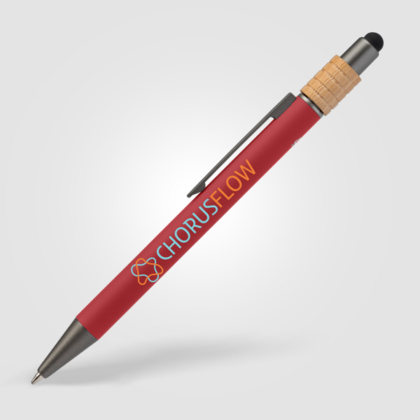 Reborn Spinner Recycled Aluminium Pen w/ Stylus - PATENTED - Red / 4 Colour inkjet