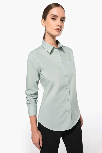 Jessica - Ladies' Long-Sleeved Shirt - Marl Storm Grey / 4XL