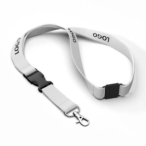 Detachable Corn starch screenprint lanyard - 20mm width / Metal carabiner / Safety breakaway